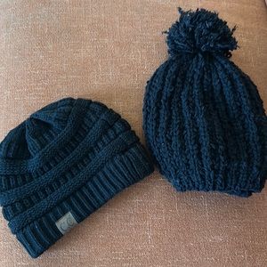 Two knit beanies